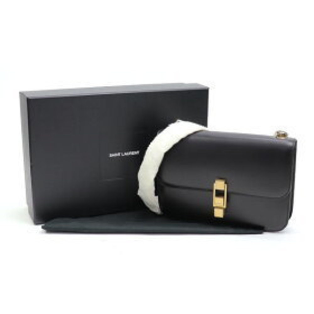 Saint Laurent Satchel Carre Black Calf Leather Shoulder Flap Bag